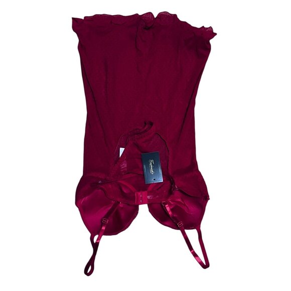 Fredericks of Hollywood NWT Adele Lace & Mesh Underwire Chemise Panty Set Sz Med - Picture 8 of 15